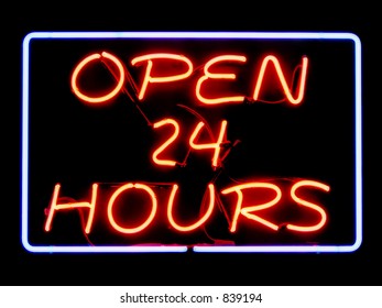 Open 24 Hours Neon Sign