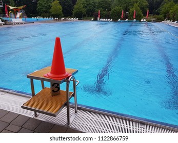 Open Air Olympic Swimming Pool And Competition Lines