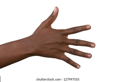 Open Back Of Black Woman's Hand, Isolated, Studio Shot