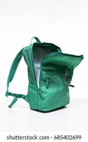 Open Backpack On White Background