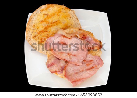 Open Bacon sandwhich Backbacon Roll Toasted breadcakes