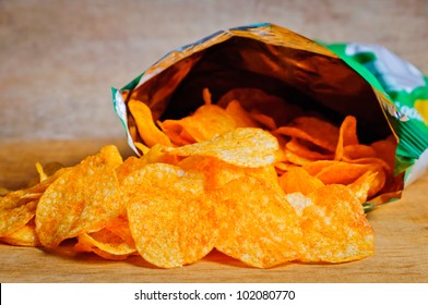 Open Bag With Potato Chips