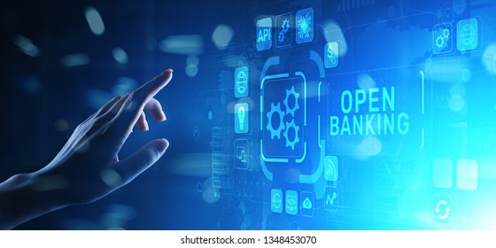 Open Banking Financial Technology Fintech Concept On Virtual Screen.