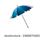 Open beach umbrella isolated on white background