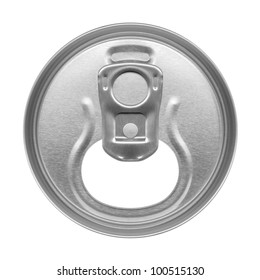 Open Beer Can On White Background, View From The Top