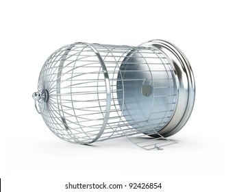 Open Birdcage On A White Background