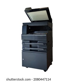 Open Black Copier On White Background, Technology, Object, Copy Space