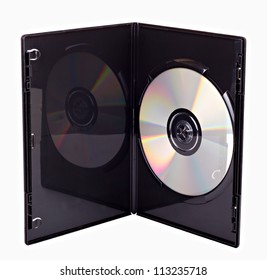 The Open Black DVD Case With Disk Inside Isolated