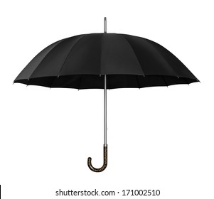 Open Black Umbrella Isolated On White