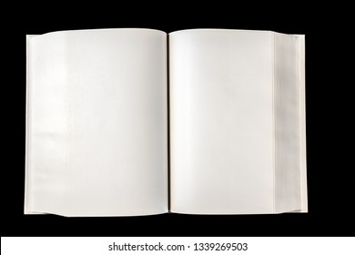 Open Blank Dictionary, Book Mockup, Isolated On Black. Top View