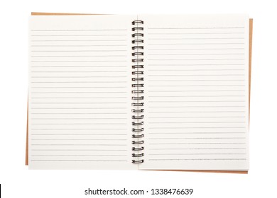 Open Blank Notebook Isolated On White Background.