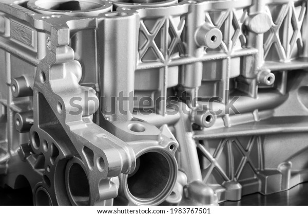 open block of four\
cylinder petrol engine