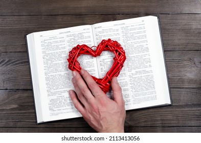 Open book, Bible. Prayer. Holy book. Heart. Love for Scripture.