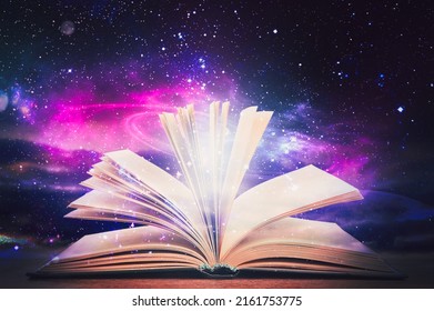 Open Book Glitter Overlay Beautiful Universe Stock Photo 2161753775 ...