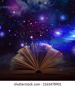 Open Book Glitter Overlay Beautiful Universe Stock Photo 2163478901 ...