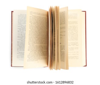 Open Book With Hard Cover Isolated On White, Top View