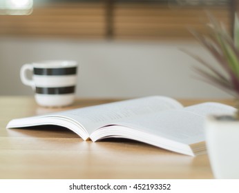 Open Book On The Desk ( Selective Focus  )