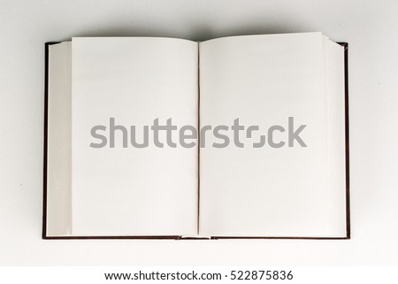 Open book on table. Back to school. Copy space. Top view.