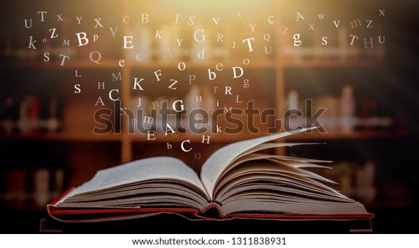 Open Book On Table English Alphabet Stock Photo Edit Now