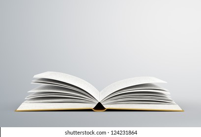 Open Book On White Background