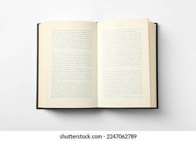 Open book on white background, top view - Shutterstock ID 2247062789