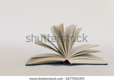 Open book on white background, High quality photos of books, education