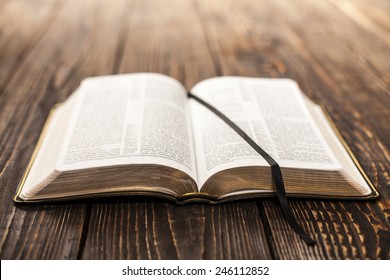 Open Book on wood background