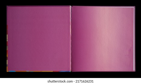 Open Book With Pink Pages On Black Background, Book Mockup, Blend In Your Work Here.