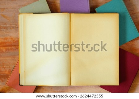 Open book template with empty pages, reading, education, literature,library, back to school concept.Good copy space.