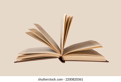 Open book. Turning pages. Novel, encyclopedia, guide. Intelligence, wisdom, education concept. High quality photo