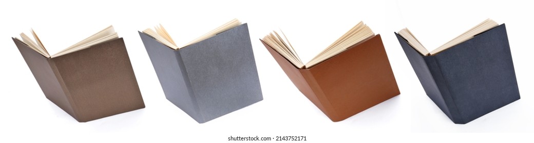 open books with cover on a white background