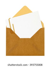 Open Brown Manila Envelope, Blank Letter Message Card Inside