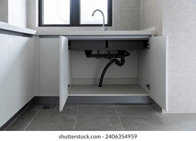 Open the cabinet under the sink