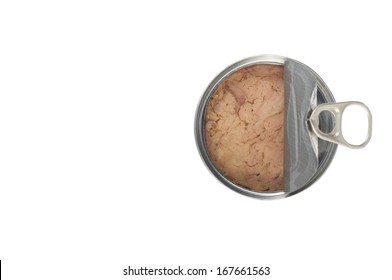 Open Canned Tuna Isolated On White