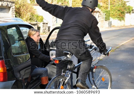 Similar – Image, Stock Photo bicycle path Turn off