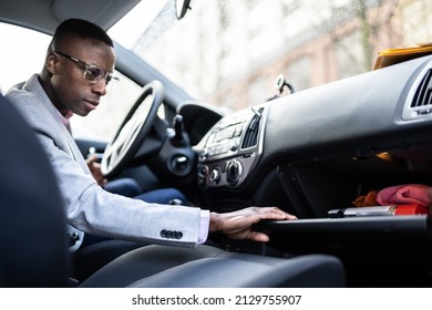 Open Car Glove Compartment Box With Documents