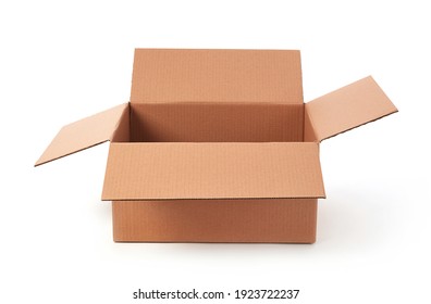 Open Cardboard Box On White Background