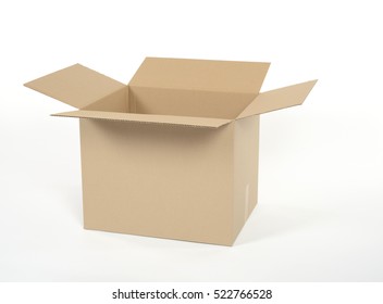 Open Cardboard Box On White Background