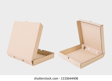 Open Cardboard Brown Paper Box For Pizza Mockup Branding.