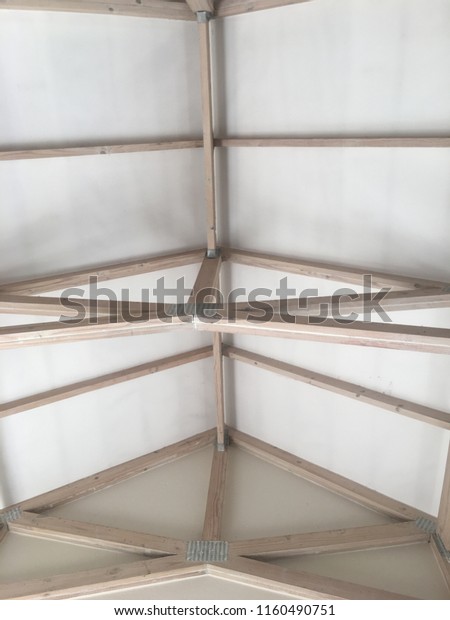 Open Ceiling White Washed Trusses Stock Photo Edit Now 1160490751