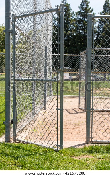 Open Chain Link Fence Door Little Stock Photo Edit Now 421573288