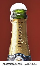 Open Champagne Bottle Overflowing