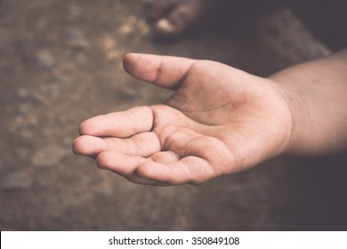 Open Children Hand Begging For Money