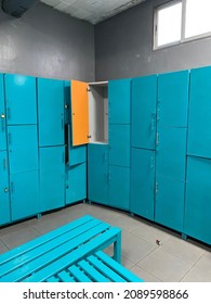 Open Closets Doors In An Empty Locker Room