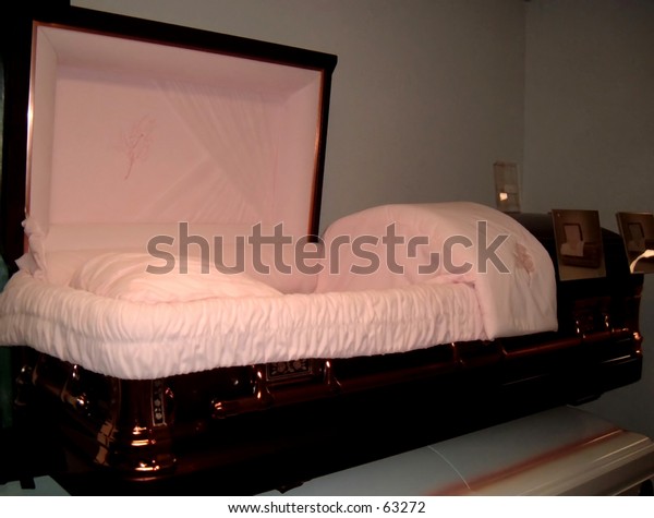 Open Coffin Funeral Home Display Miscellaneous Stock Image