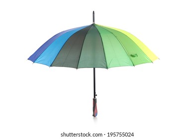 Open Colorful Umbrella, Isolated On White