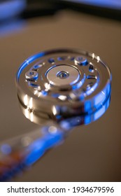 open computer hard drive HDD close up