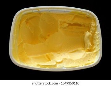 Open Container Margarine Isolated Black Background Stock Photo