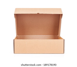 Open Corrugated Cardboard Box On White Background