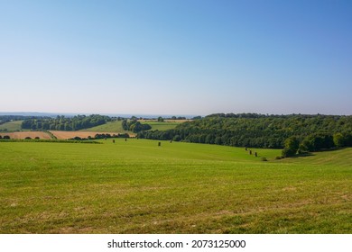 Open Countryside View Over Farmland Fields. Wiltshire UK Rural Landscape